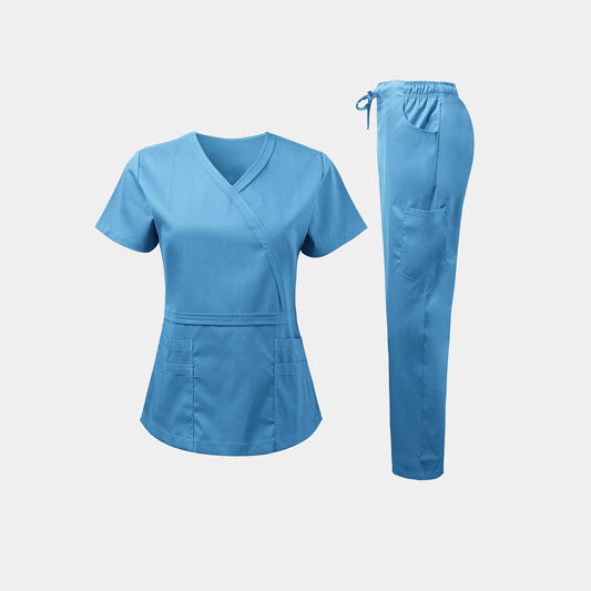 Wrap-Style V-Neck Scrubs Female